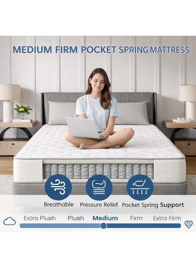 Rexal Home Dream Craft Reversible Pocket Spring Mattress – Medium-Firm Support, Motion Isolation, Premium Knitted Fabric & Foam Comfort, 200 × 200 × 24 cm - Image 4